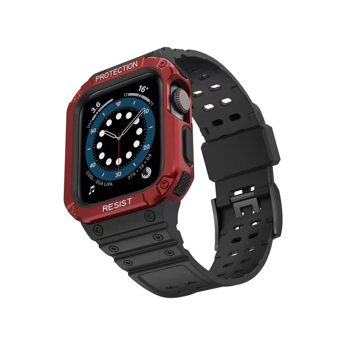 Mey İthalat® Watch 42mm KR401 Silikon Kordon - Siyah-Kırmızı