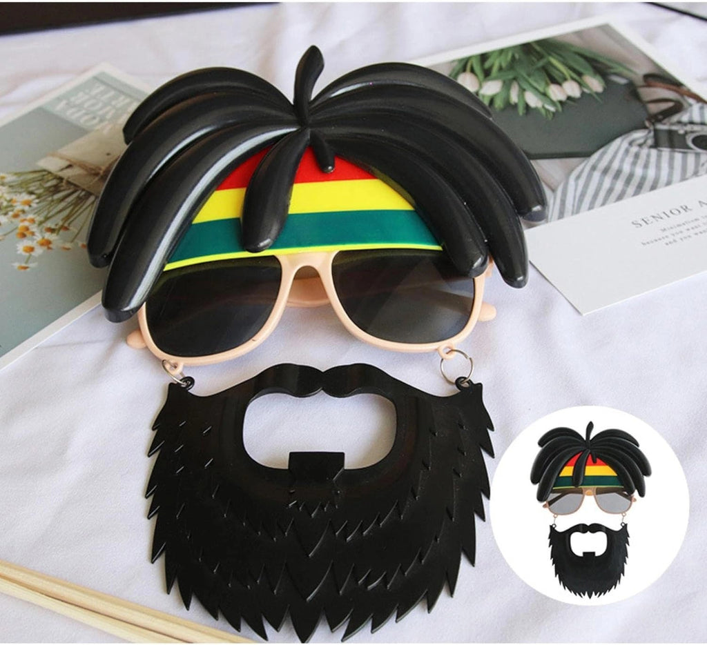 Mey İthalat® Rasta Peruklu Rasta Sakallı Bob Marley Bıyıklı Parti Gözlüğü 27x18 cm