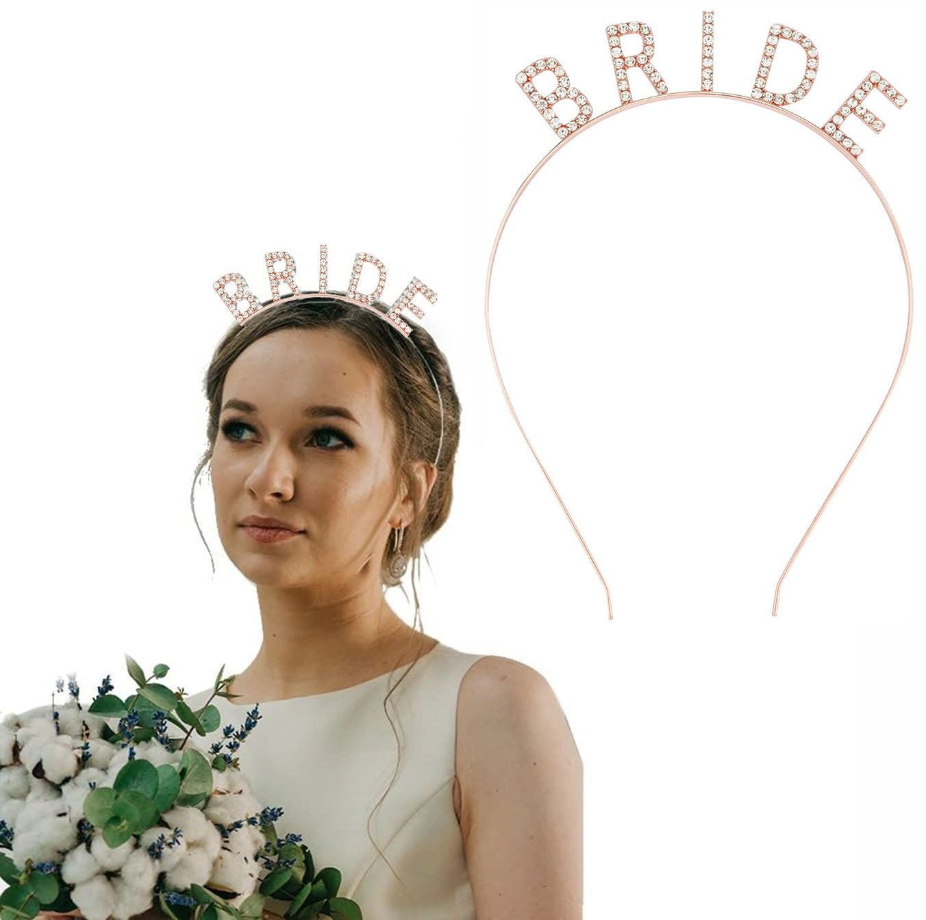 Mey İthalat® Rose Gold Renk Bekarlığa Veda Kristal Taş Bride Tacı İthal 16x10 cm
