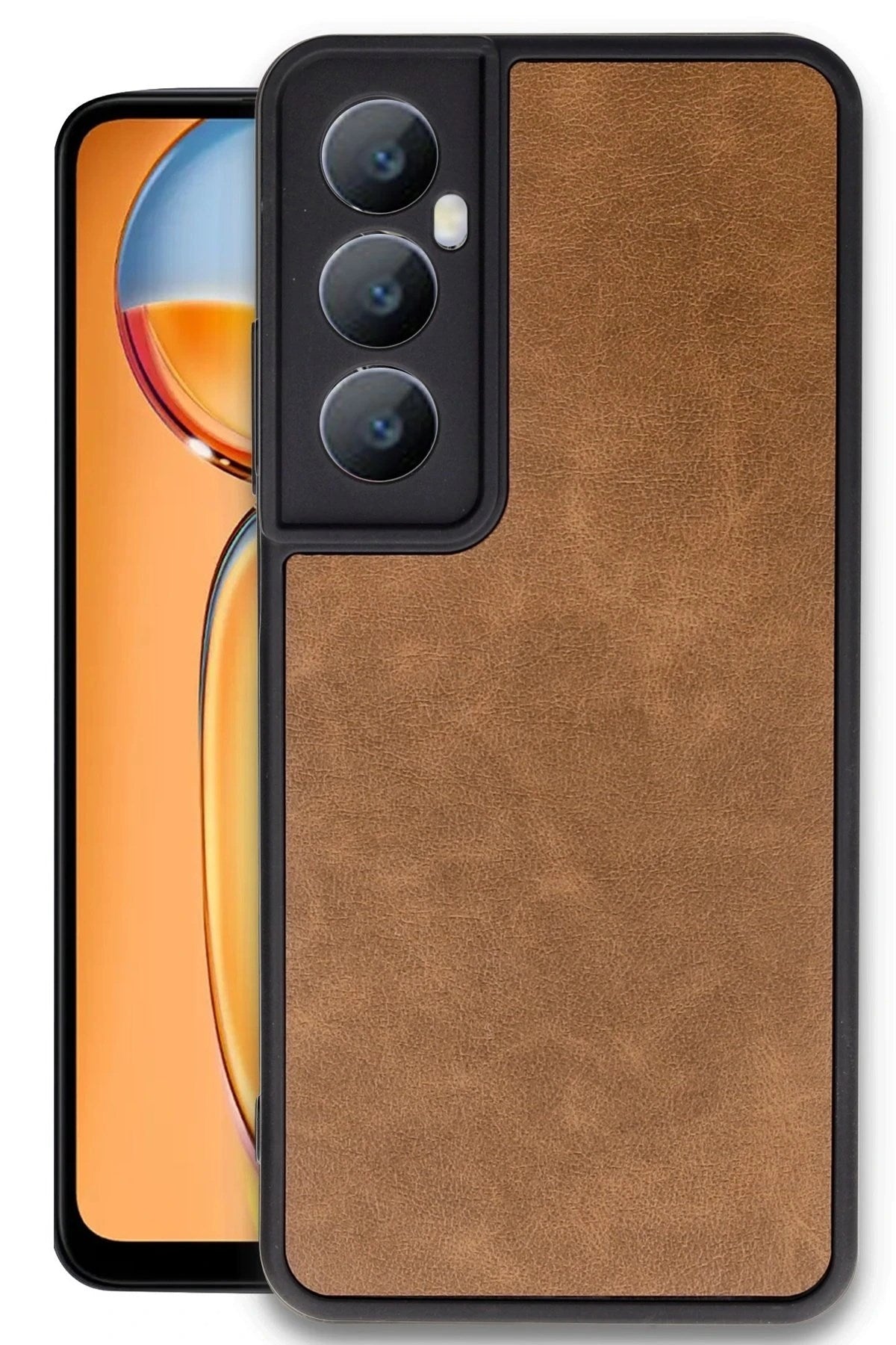 Mey İthalat® Realme C65 Kılıf Aras Deri Kapak - Taba