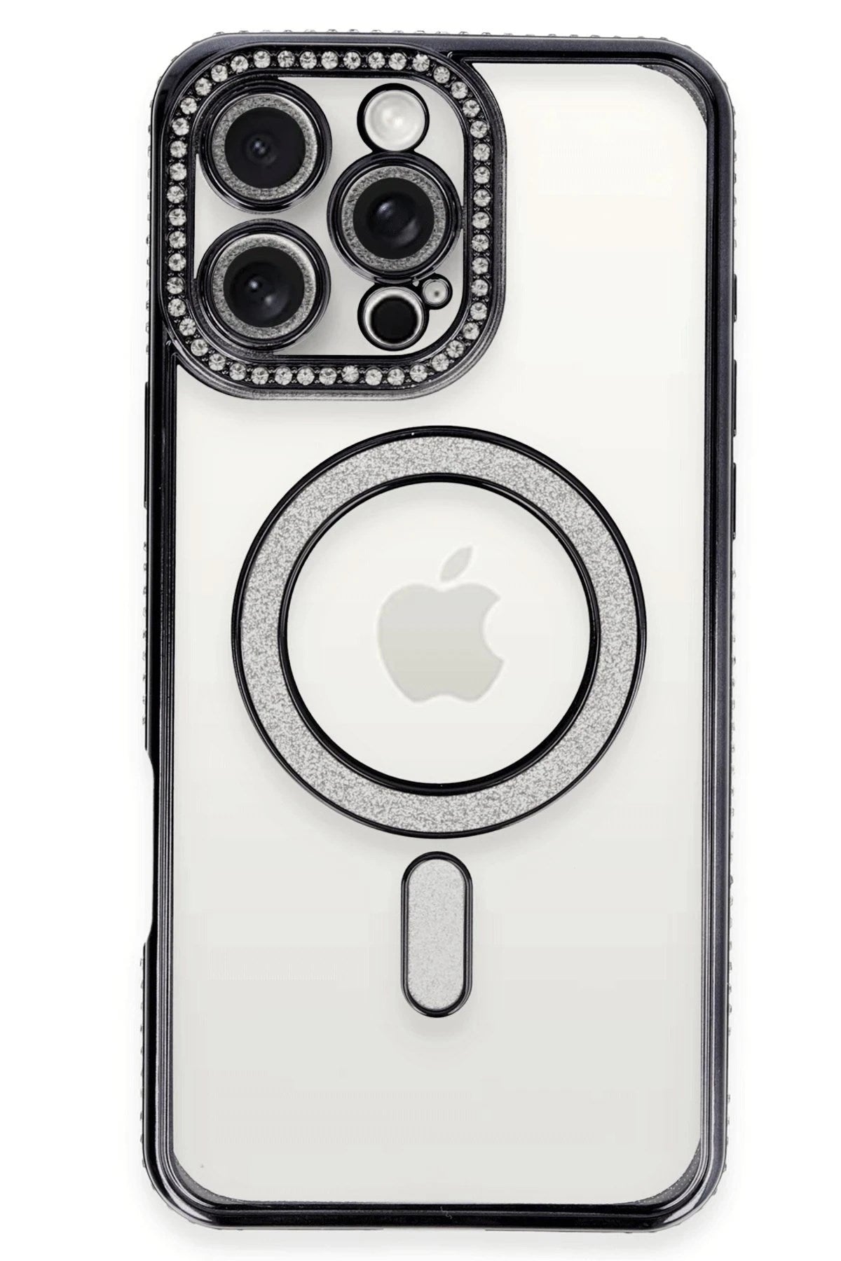 Mey İthalat® iPhone 16 Pro Kılıf Joke Simli Magneticsafe Kılıf - Siyah