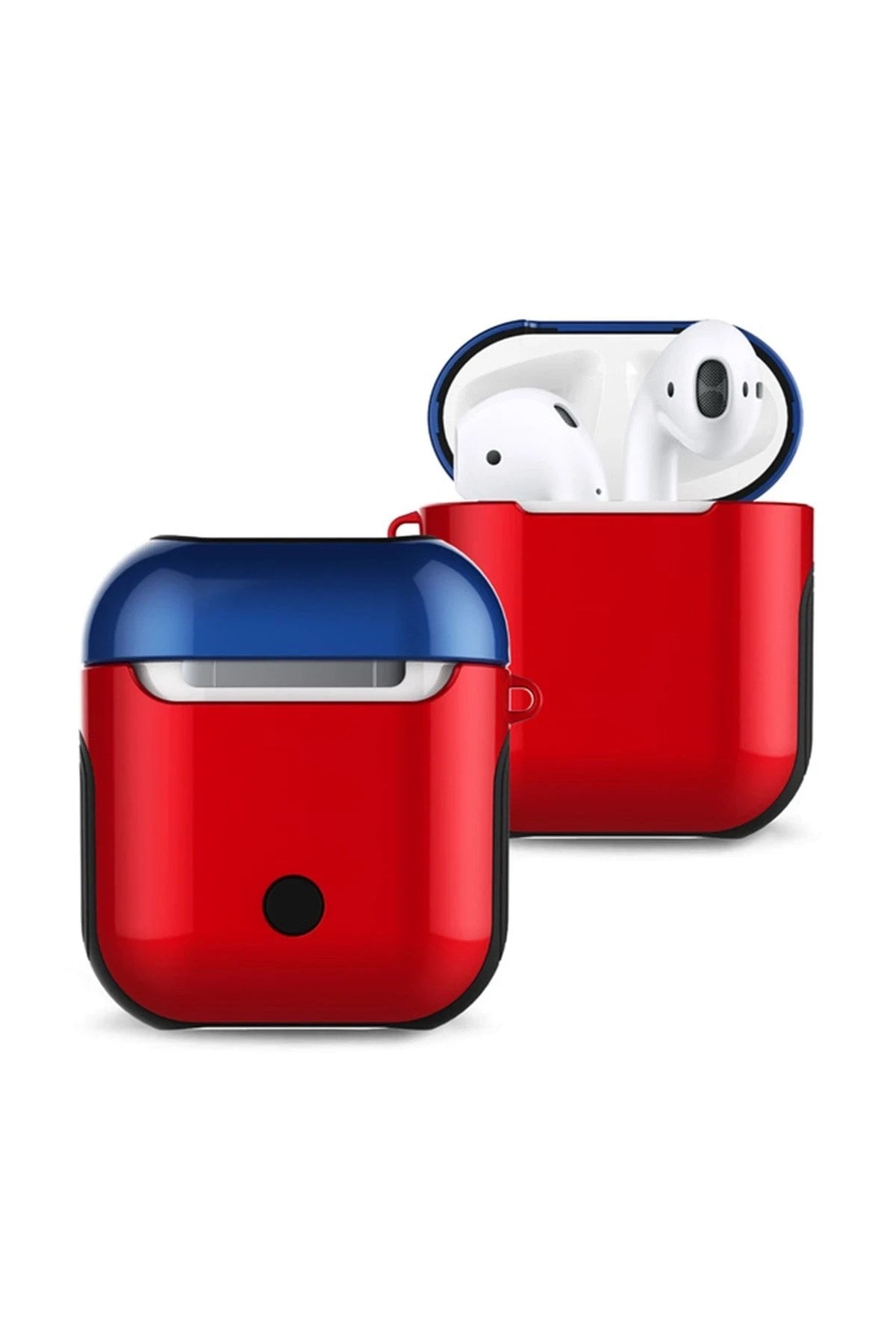 Mey İthalat® Airpods 2 (2.nesil) 3in1 Kılıf - Kırmızı-Lacivert