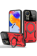 Mey İthalat® Redmi Note 11 Pro Kılıf Joy Lens Standlı Kapak - Kırmızı