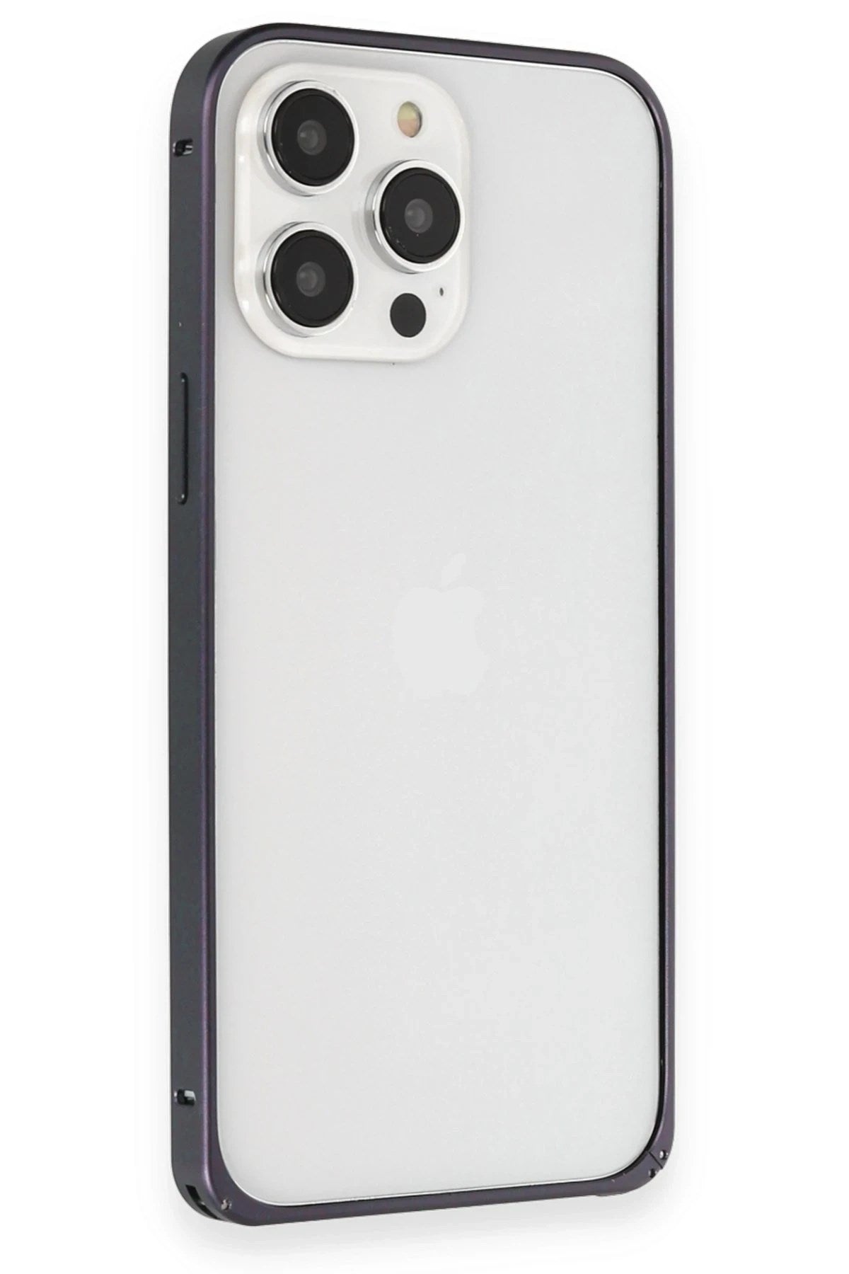 Mey İthalat® iPhone 15 Pro Max Kılıf Metal Bumper Magneticsafe Kapak - Lacivert