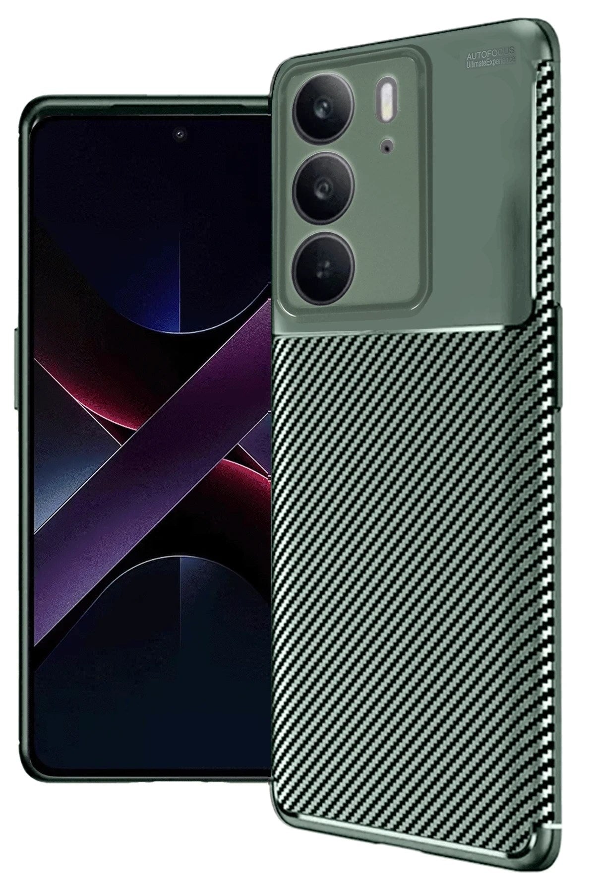 Mey İthalat® Realme C75 4G Auto Focus Karbon Kapak - Koyu Yeşil