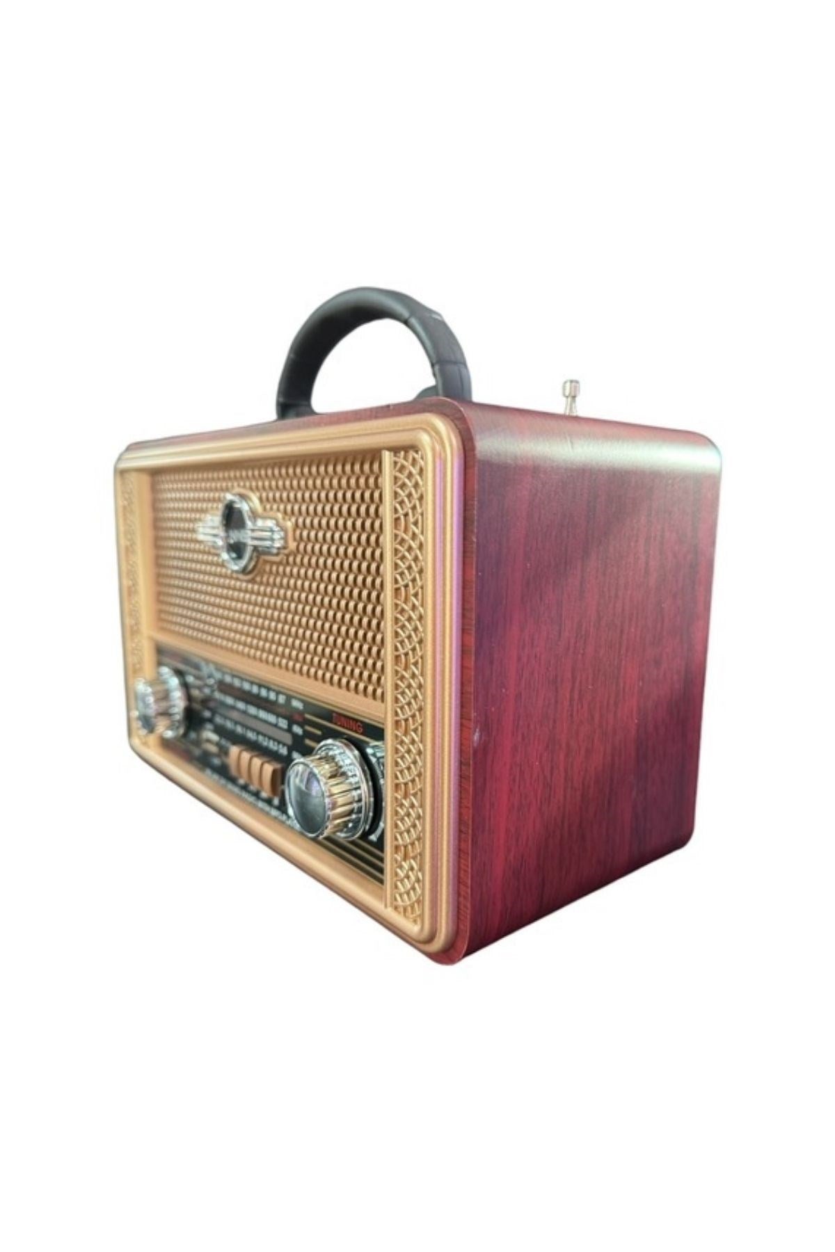 Retro, Nostaljik, Ahşap Tasarım Bluetooth Hoparlörlü, Şarjlı, Taşınabilir Otantik Tasarımlı FM/AM Destekli Radyo NS8098