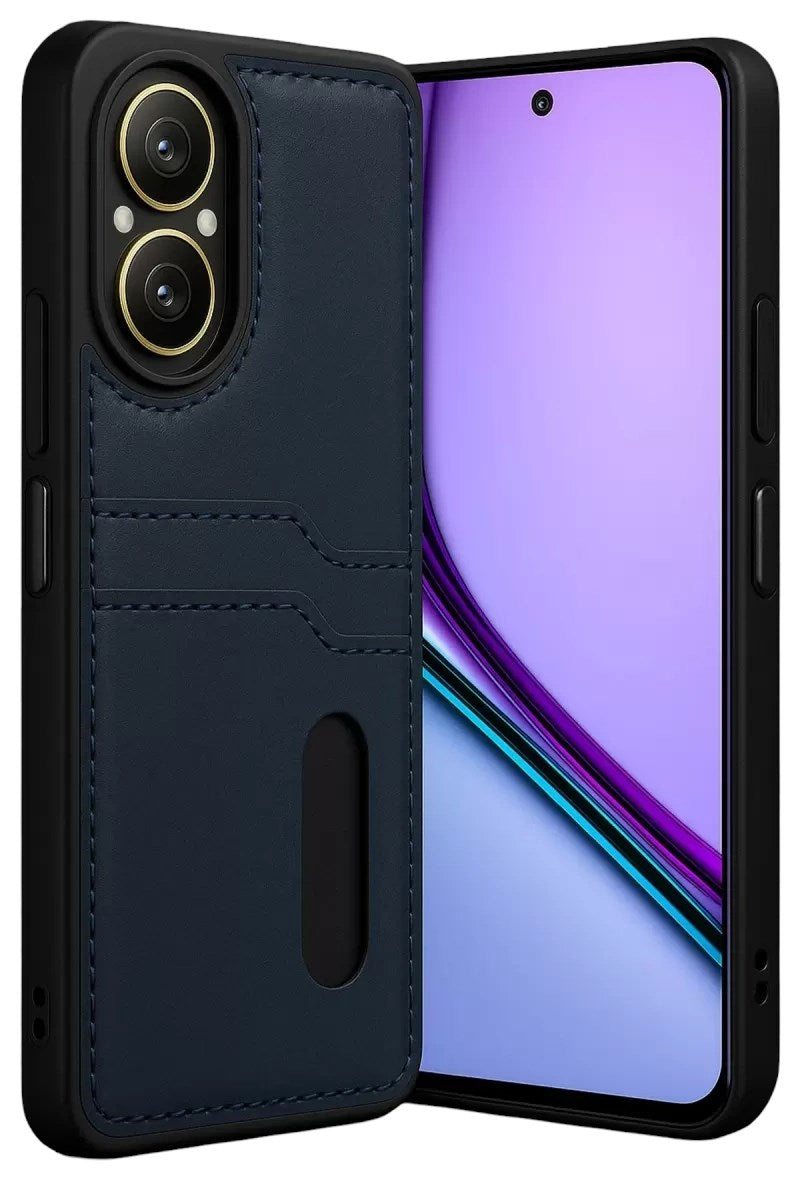Mey İthalat® Realme 12 Lite Kılıf Sara Kartvizitli Deri Kılıf - Lacivert