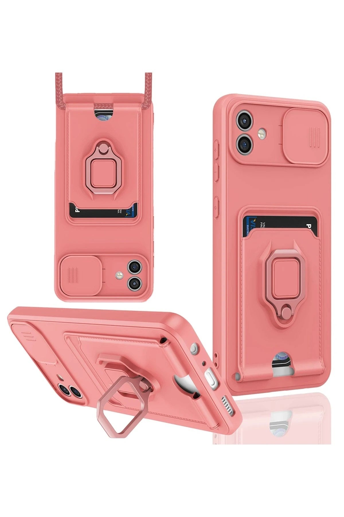 Mey İthalat® Samsung Galaxy A06 Kılıf Zuma Kartvizitli Yüzüklü Silikon - Pembe