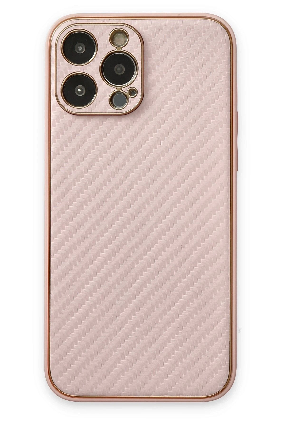 Mey İthalat® iPhone 13 Pro Max Kılıf Coco Karbon Silikon - Pembe