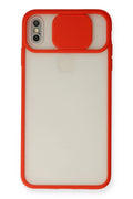 Mey İthalat® iPhone X Kılıf Palm Buzlu Kamera Sürgülü Silikon - Kırmızı