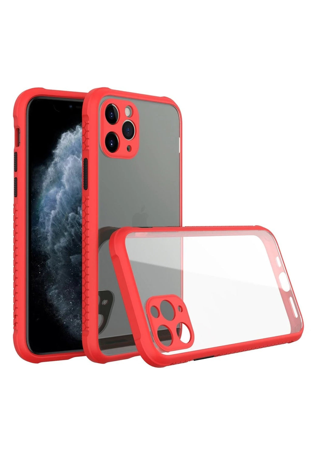 Mey İthalat® iPhone 11 Pro Kılıf Miami Şeffaf Silikon - Kırmızı