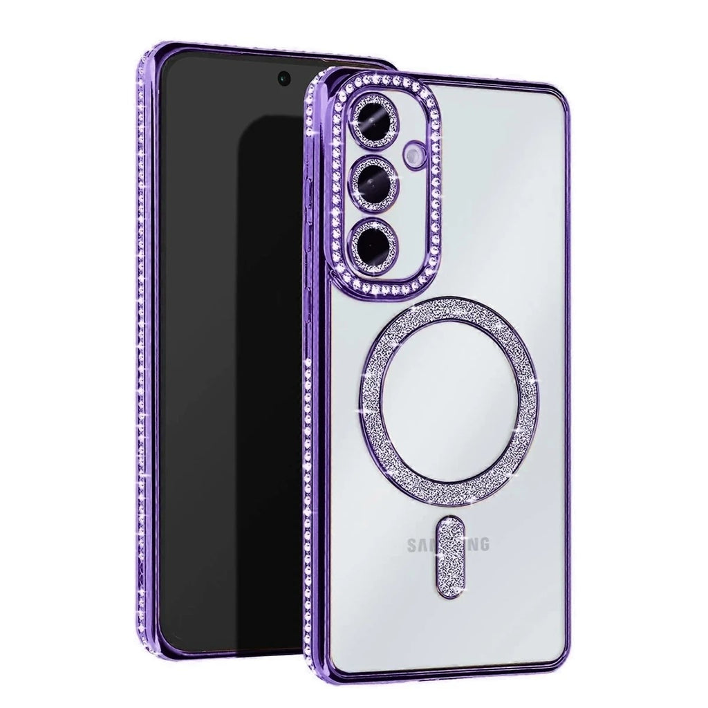 Mey İthalat® Samsung Galaxy A26 Joke Simli Magneticsafe Kılıf - Derin Mor