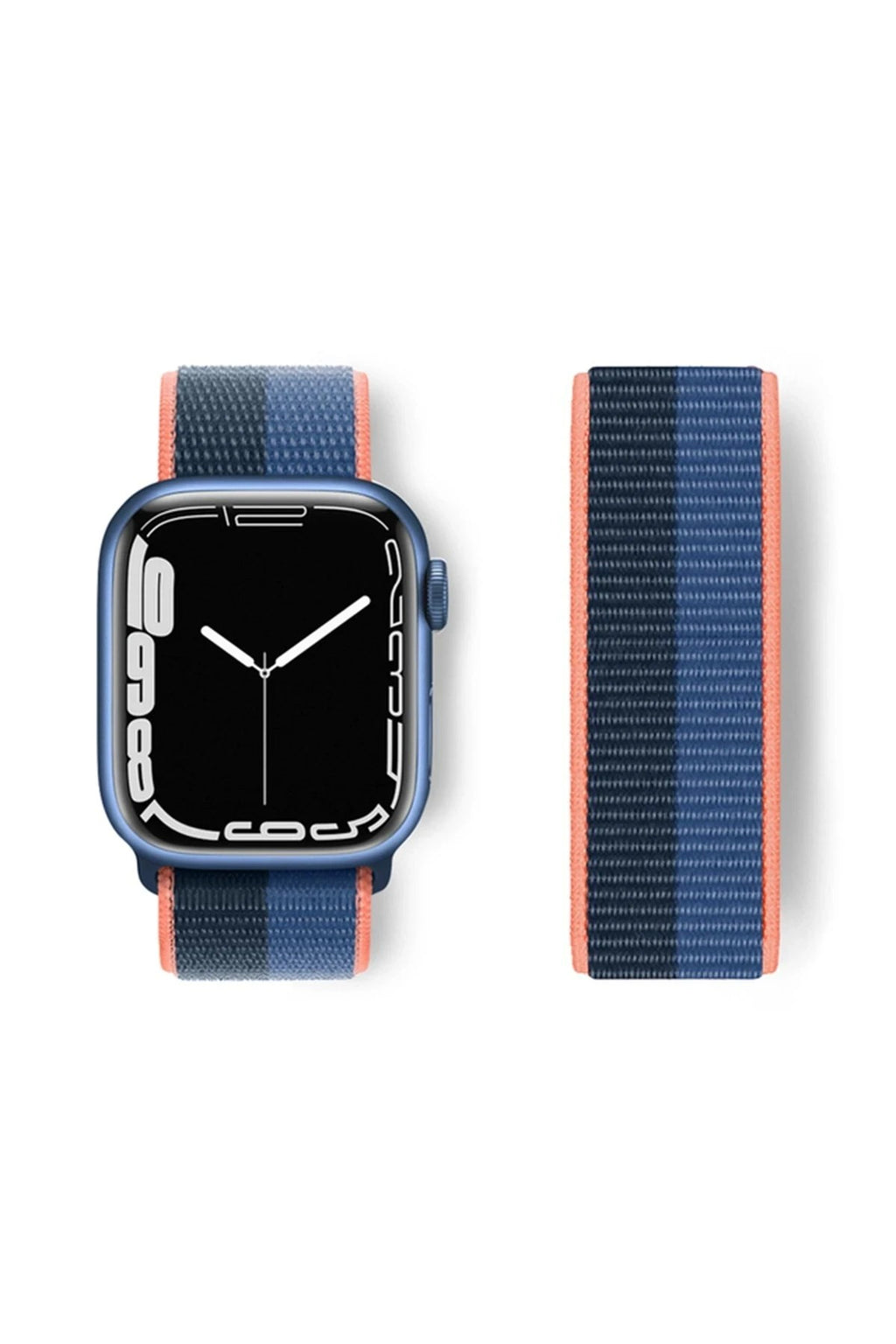 Mey İthalat® Watch 38mm Hasırlı Cırtcırtlı Kordon - Siyah-Mavi