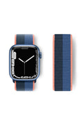 Mey İthalat® Watch 38mm Hasırlı Cırtcırtlı Kordon - Siyah-Mavi