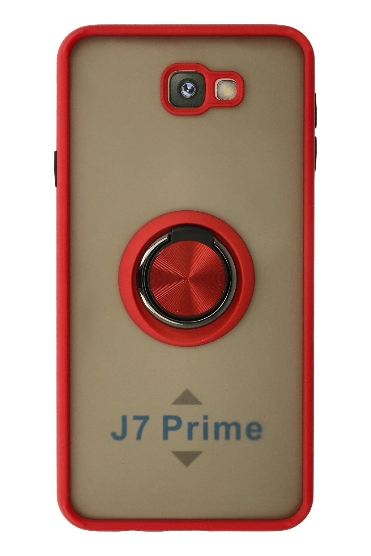 Mey İthalat® Samsung Galaxy J7 Prime Kılıf Montreal Yüzüklü Silikon Kapak - Kırmızı