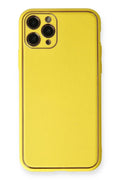 Mey İthalat® iPhone 11 Pro Kılıf Coco Deri Silikon Kapak - Sarı