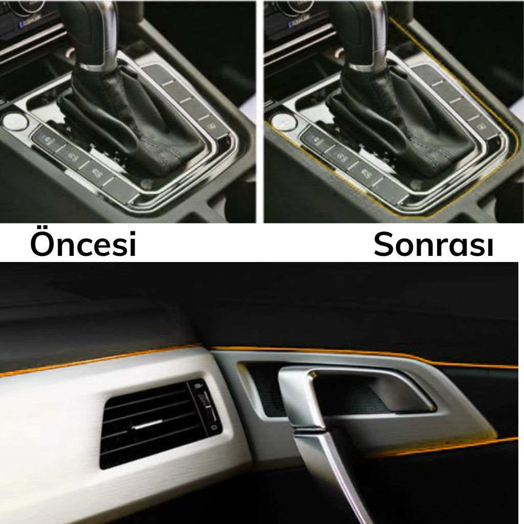 Gold Araba Oto Trim Dekorasyon Şeridi Kauçuk Elastik Kolay Kurulum 5 metre Şerit Bant