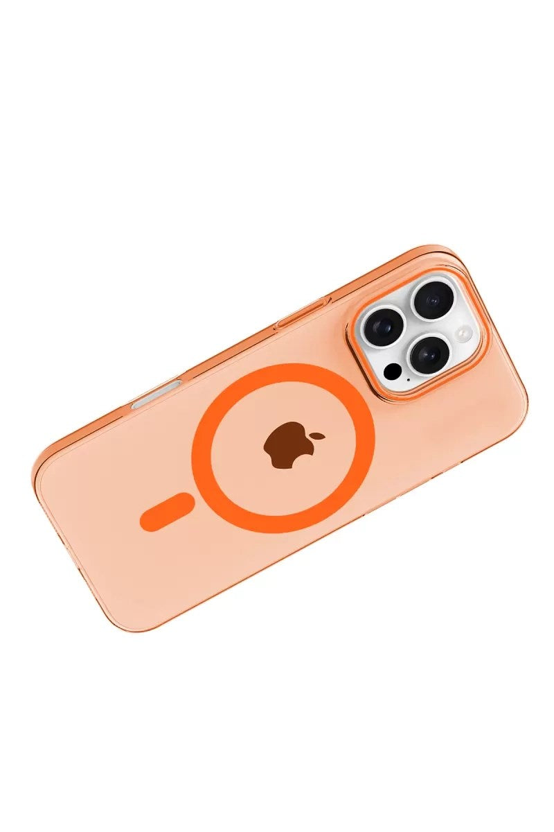 Mey İthalat® iPhone 16 Pro Max PC Blank Magsafe Kapak - Turuncu