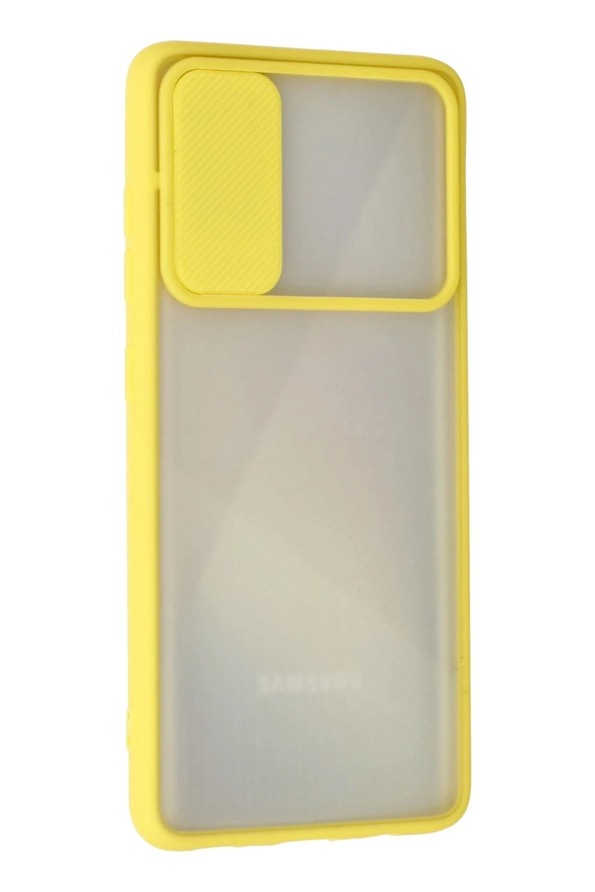 Mey İthalat® Samsung Galaxy A71 Kılıf Palm Buzlu Kamera Sürgülü Silikon - Sarı