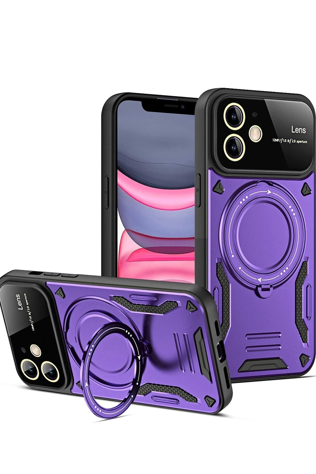 Mey İthalat® iPhone 11 Kılıf Joy Lens Standlı Kapak - Mor