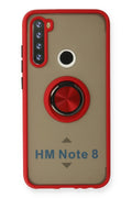 Mey İthalat® Redmi Note 8 Kılıf Montreal Yüzüklü Silikon Kapak - Kırmızı
