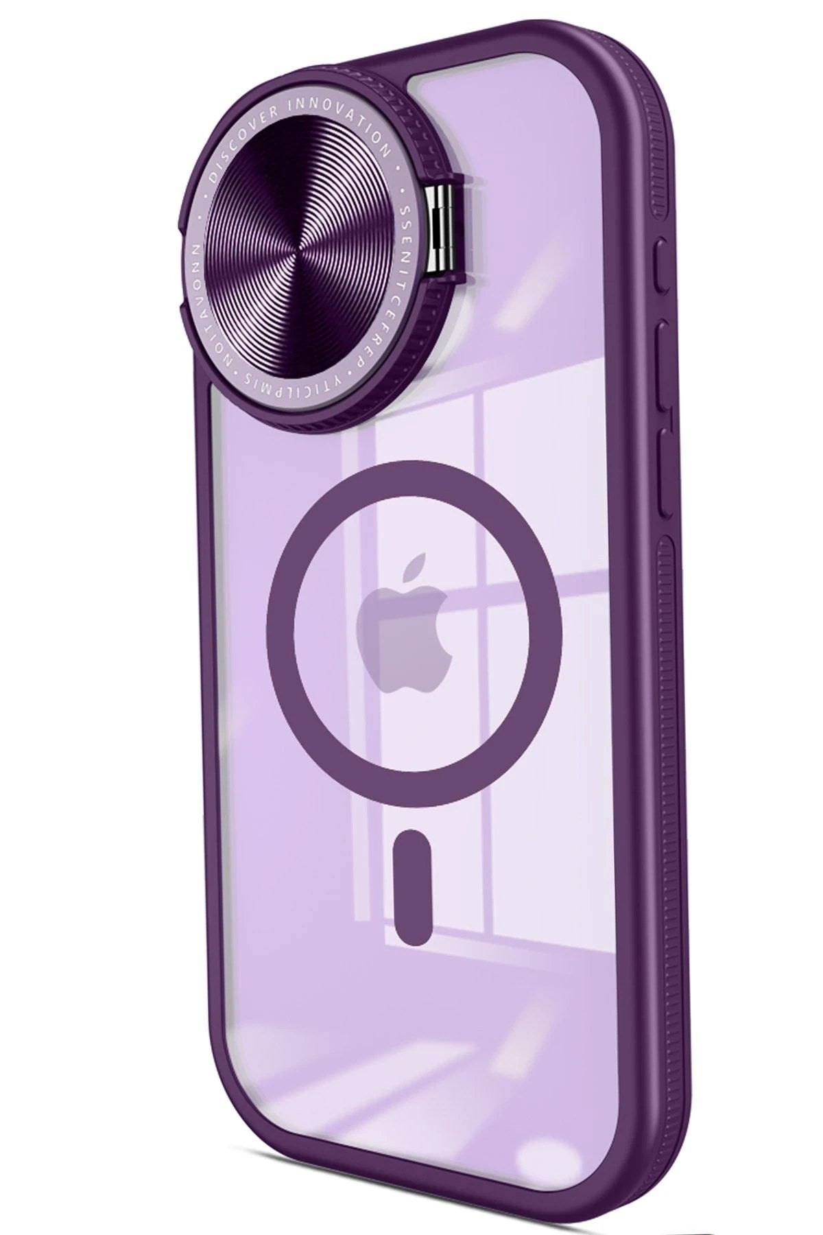 Mey İthalat® iPhone 15 Pro Kılıf Teleskop Lens Magsafe Silikon Kapak - Derin Mor