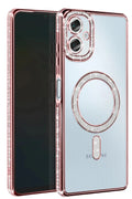 Mey İthalat® Samsung Galaxy A06 Joke Simli Magneticsafe Kılıf - Pembe