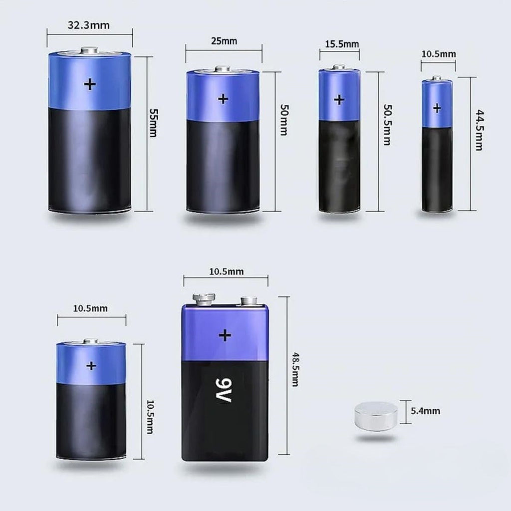 Evrensel Dijital Pil Test Cihazı – AA, AAA, C, D, N, 9V ve Düğme Pil Uyumlu Mini Pil Kapasite & Seviye Ölçer