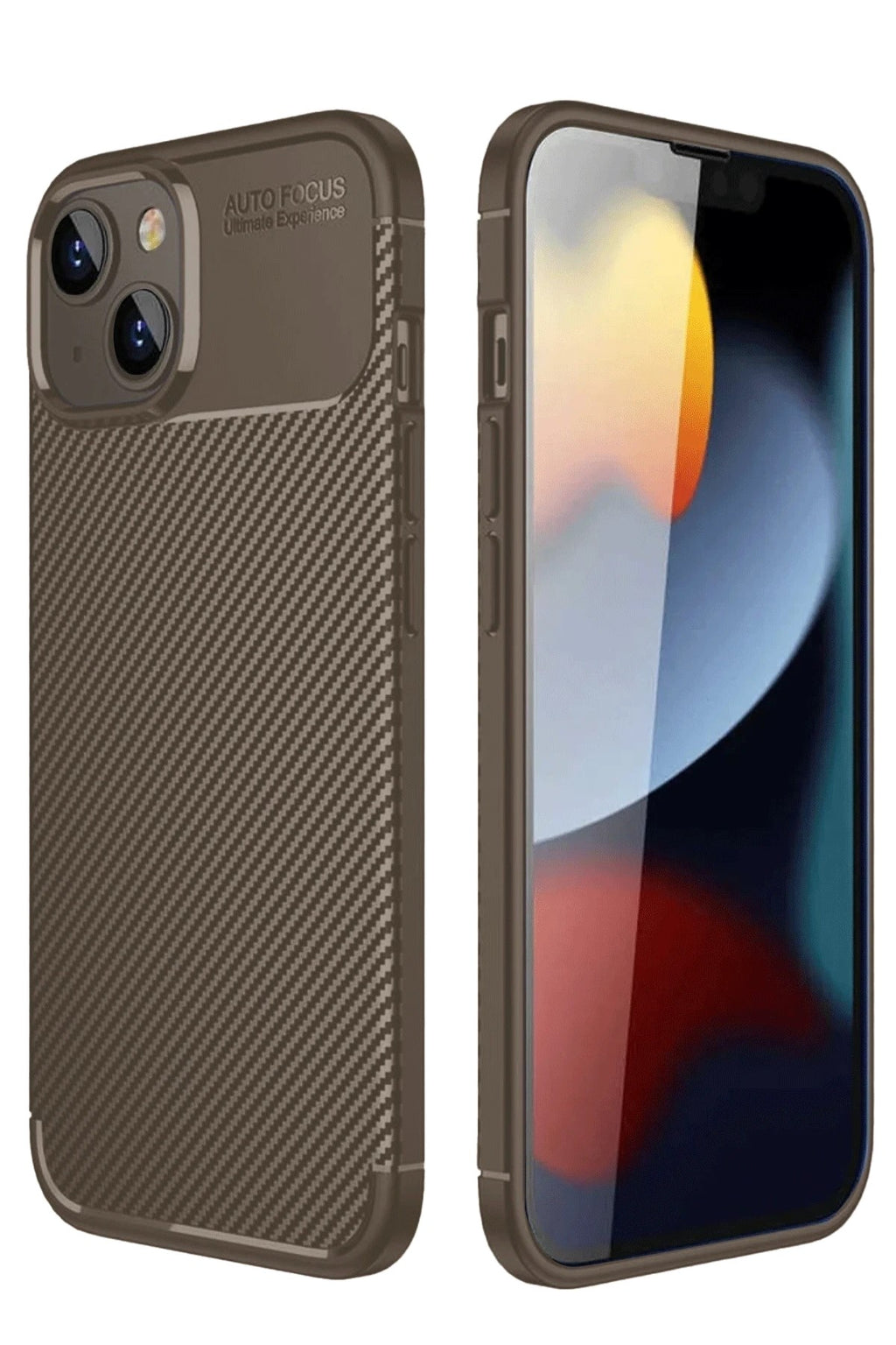 Mey İthalat® iPhone 14 Kılıf Auto Focus Karbon Kapak - Kahverengi
