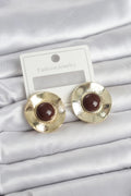Mey İthalat® Vintage Model Kahverengi Gold Renk Pirinç Kadın Küpe