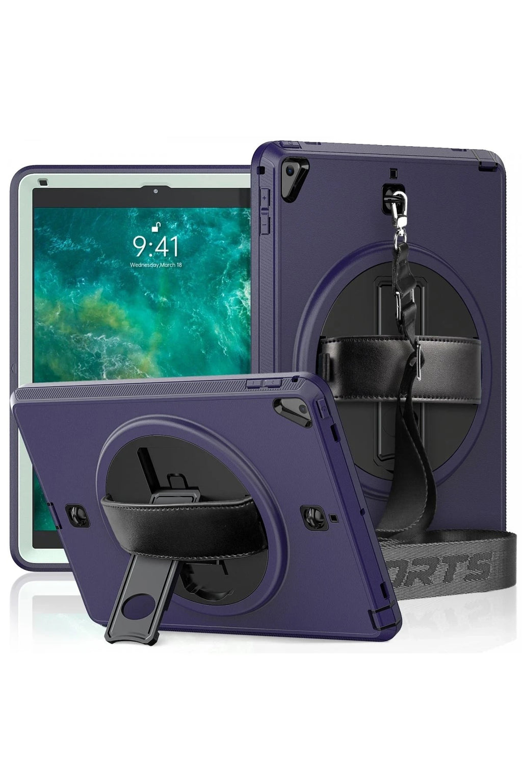 Mey İthalat® iPad 5 Air 9.7 Kılıf Strap-C Otterbox Tablet Kapak - Lacivert