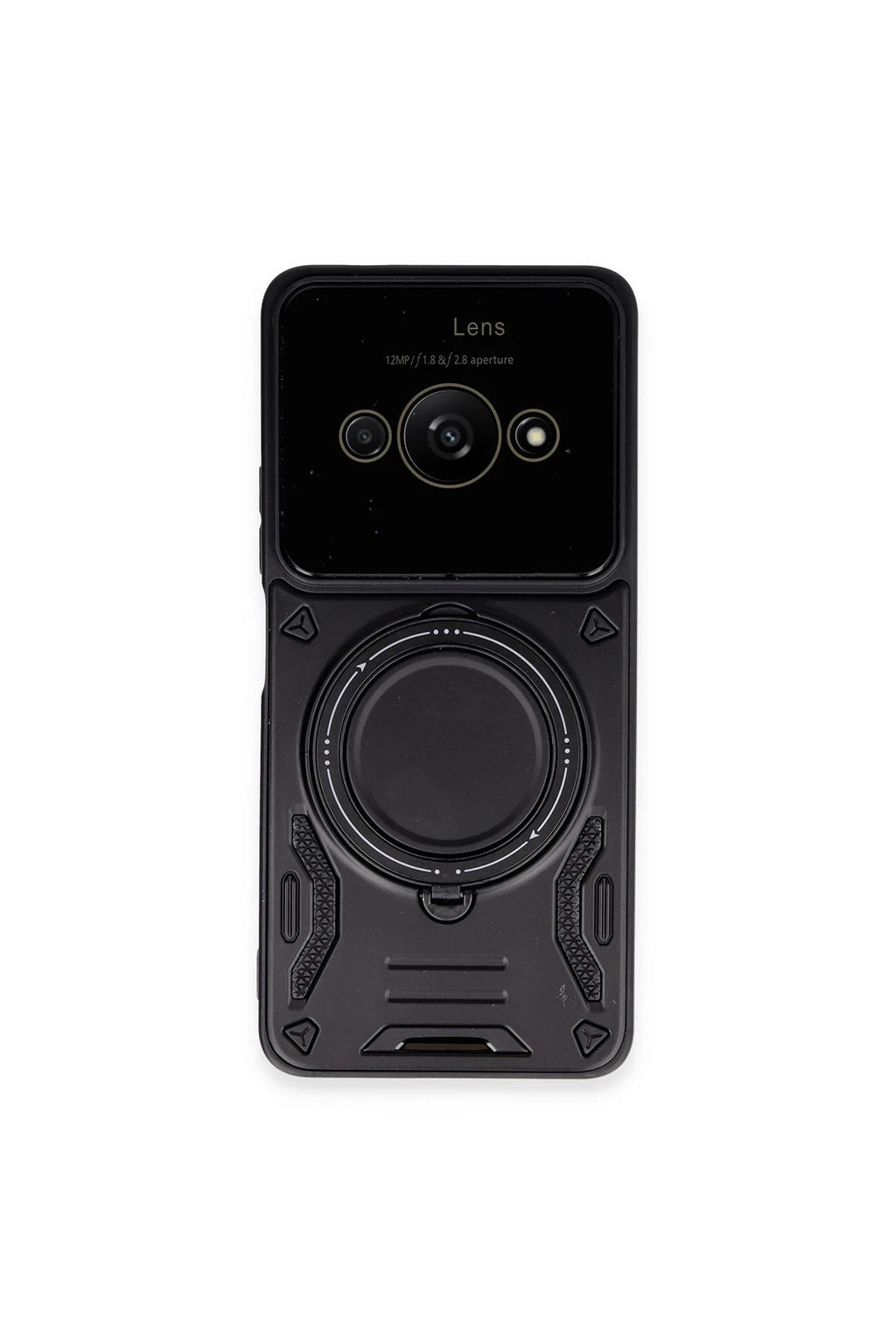 Mey İthalat® Poco C61 Kılıf Joy Lens Standlı Kapak - Siyah