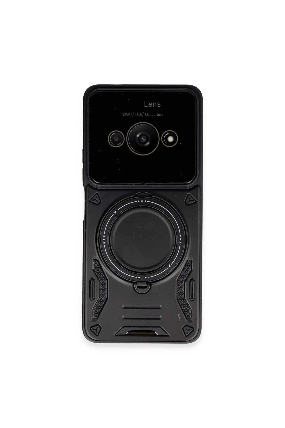 Mey İthalat® Poco C61 Kılıf Joy Lens Standlı Kapak - Siyah