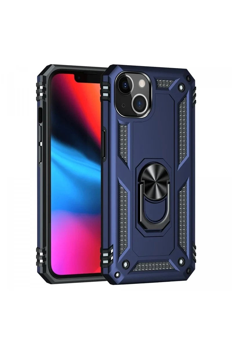 Mey İthalat® iPhone 14 Kılıf Sofya Yüzüklü Silikon Kapak - Lacivert