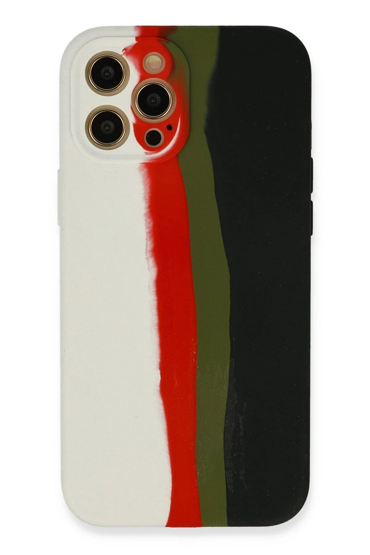 Mey İthalat® iPhone 12 Pro Max Kılıf Ebruli Lansman Silikon - Beyaz-Siyah