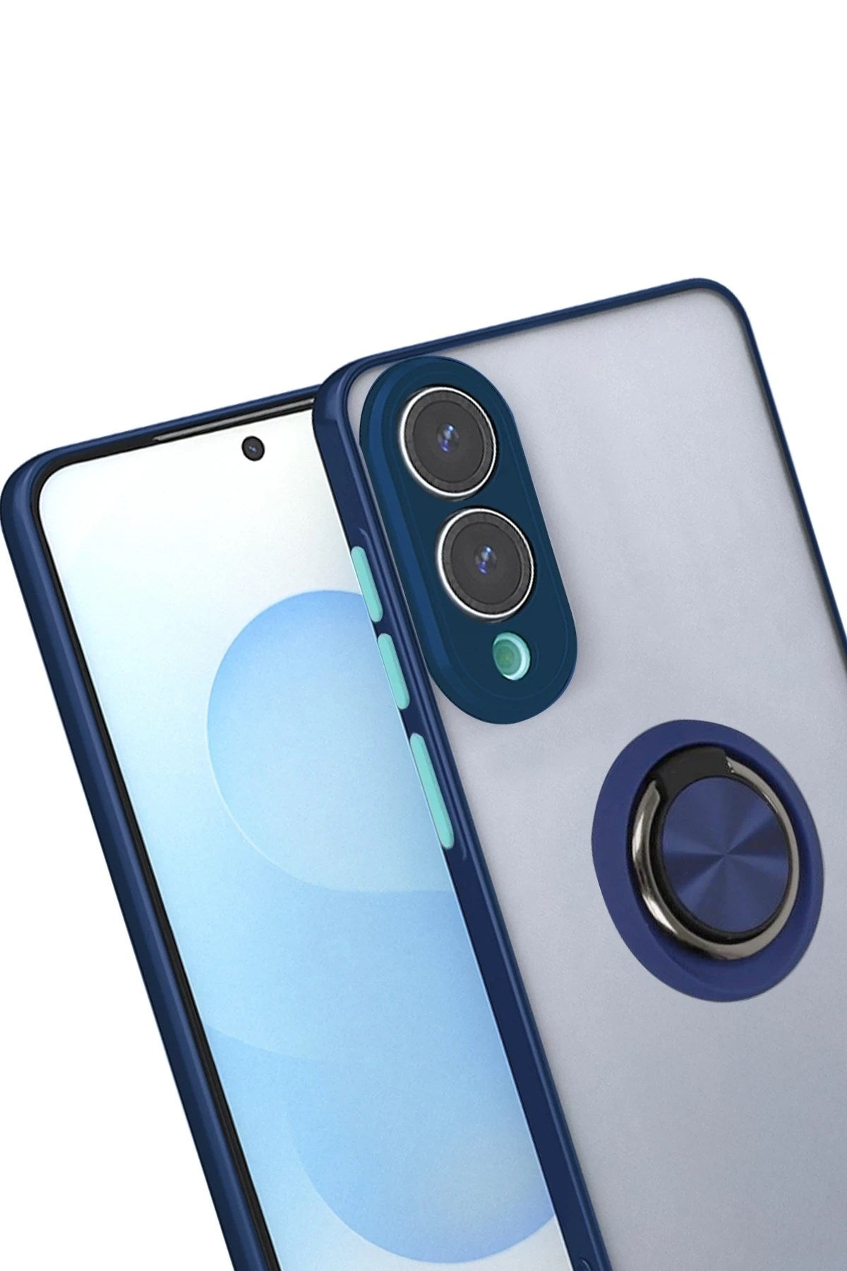 Mey İthalat® Samsung Galaxy S25 Edge Kılıf Montreal Yüzüklü Silikon Kapak - Lacivert