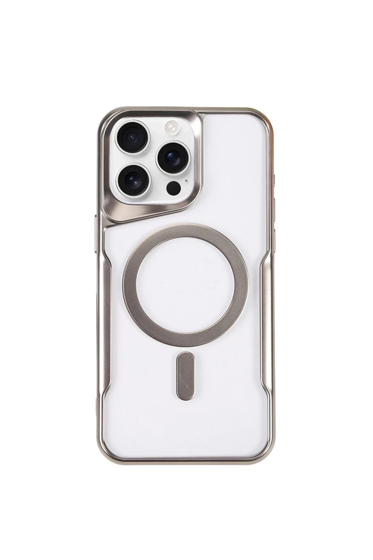 Mey İthalat® iPhone 14 Pro Max Kılıf Boyi Magsafe Silikon Kapak - Gümüş