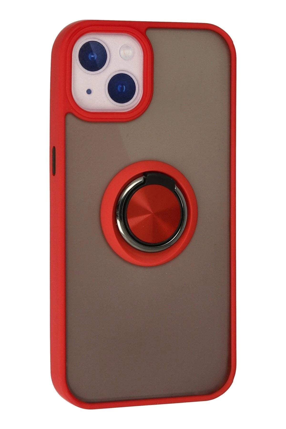 Mey İthalat® iPhone 13 Kılıf Montreal Yüzüklü Silikon Kapak - Kırmızı