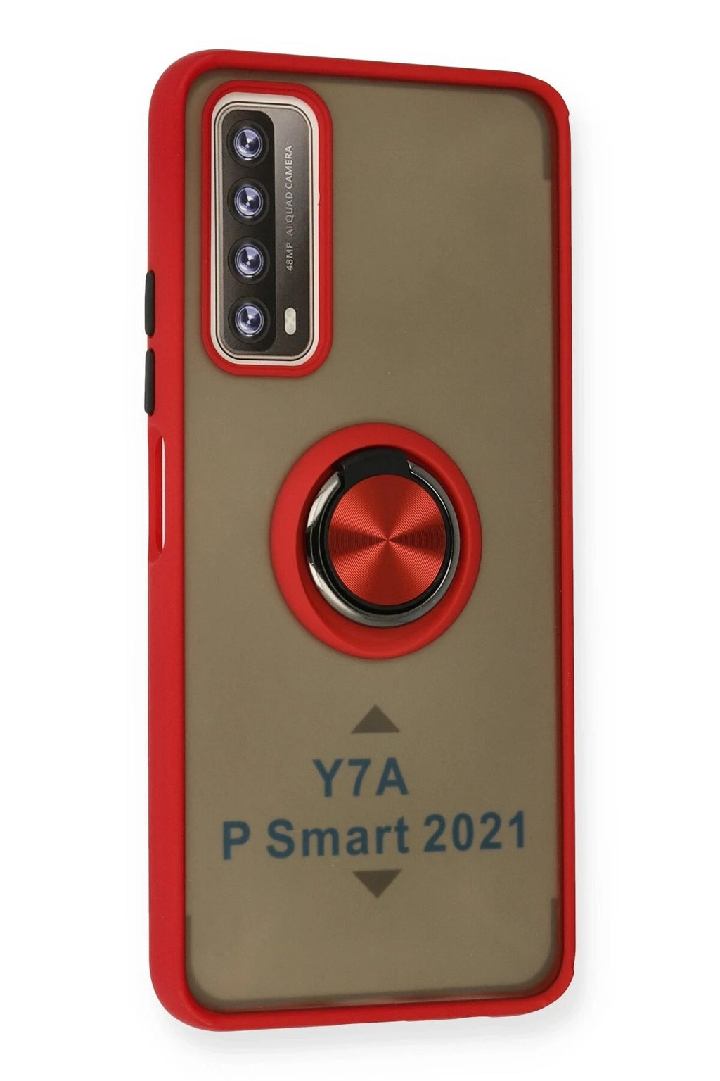 Mey İthalat® Huawei P Smart 2021 Kılıf Montreal Yüzüklü Silikon Kapak - Kırmızı
