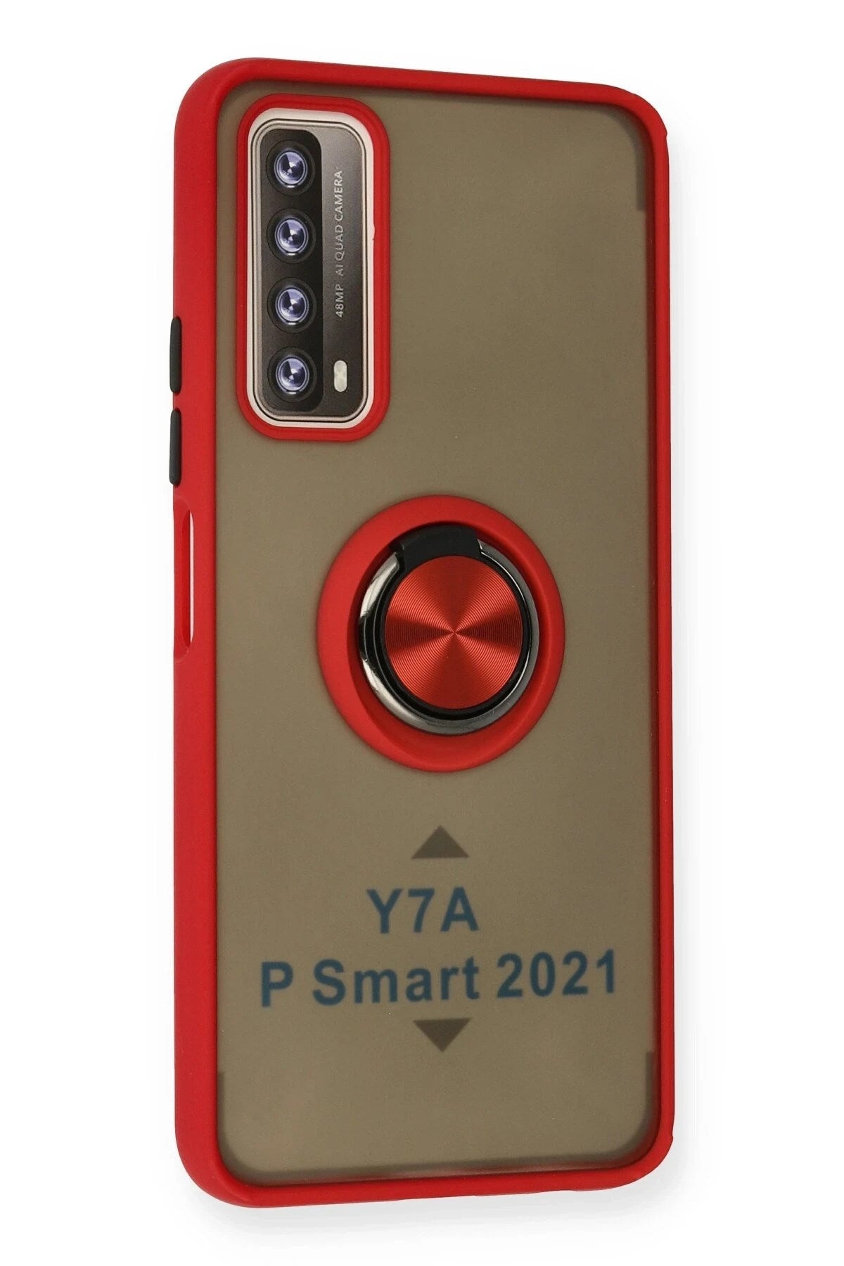 Mey İthalat® Huawei P Smart 2021 Kılıf Montreal Yüzüklü Silikon Kapak - Kırmızı