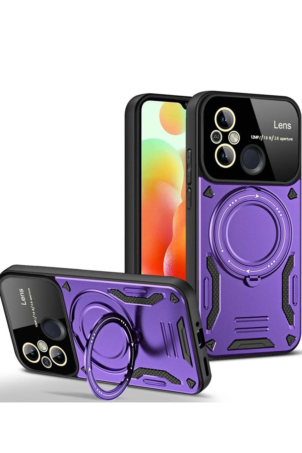 Mey İthalat® Redmi 12C Kılıf Joy Lens Standlı Kapak - Mor