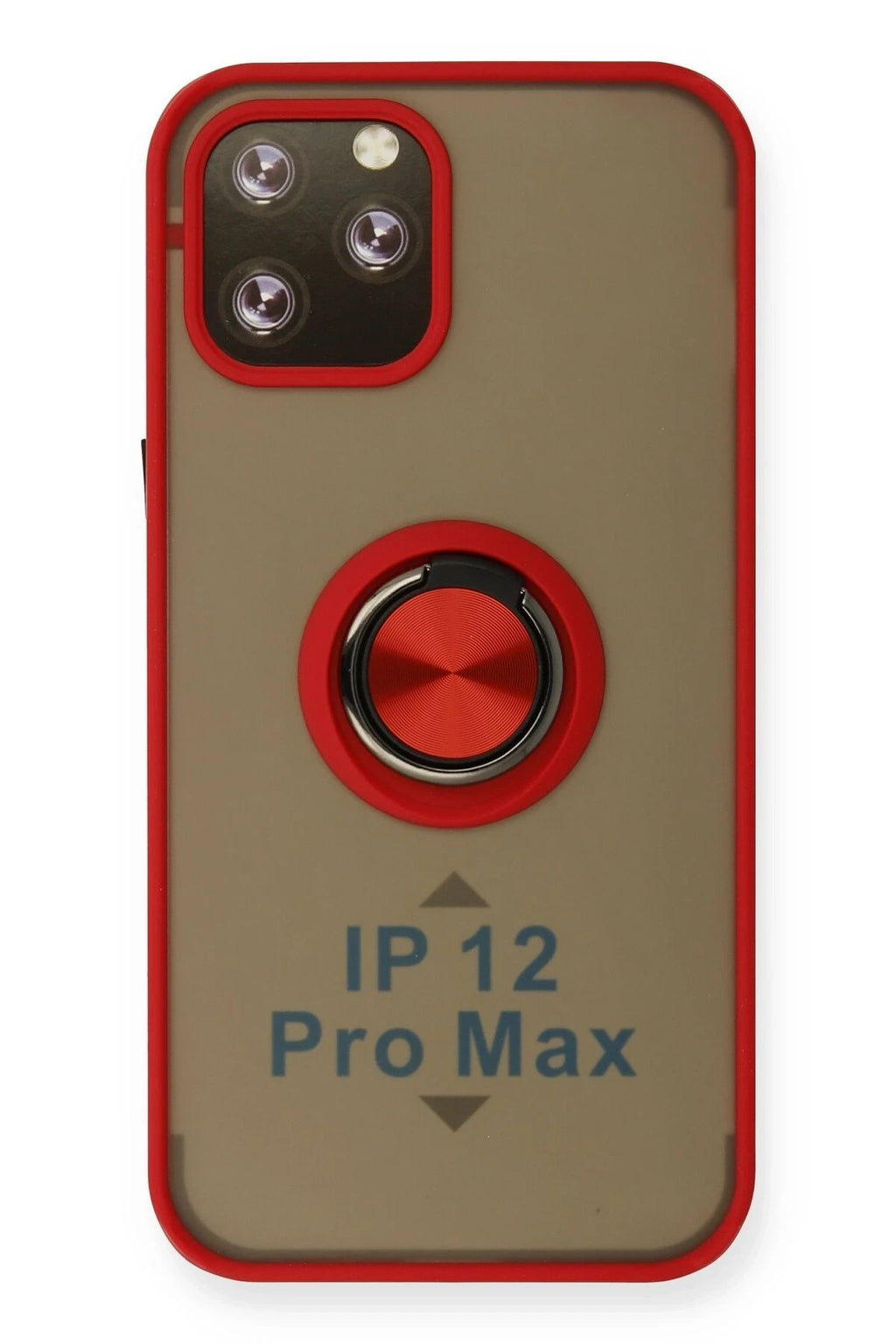 Mey İthalat® iPhone 12 Pro Kılıf Montreal Yüzüklü Silikon Kapak - Kırmızı