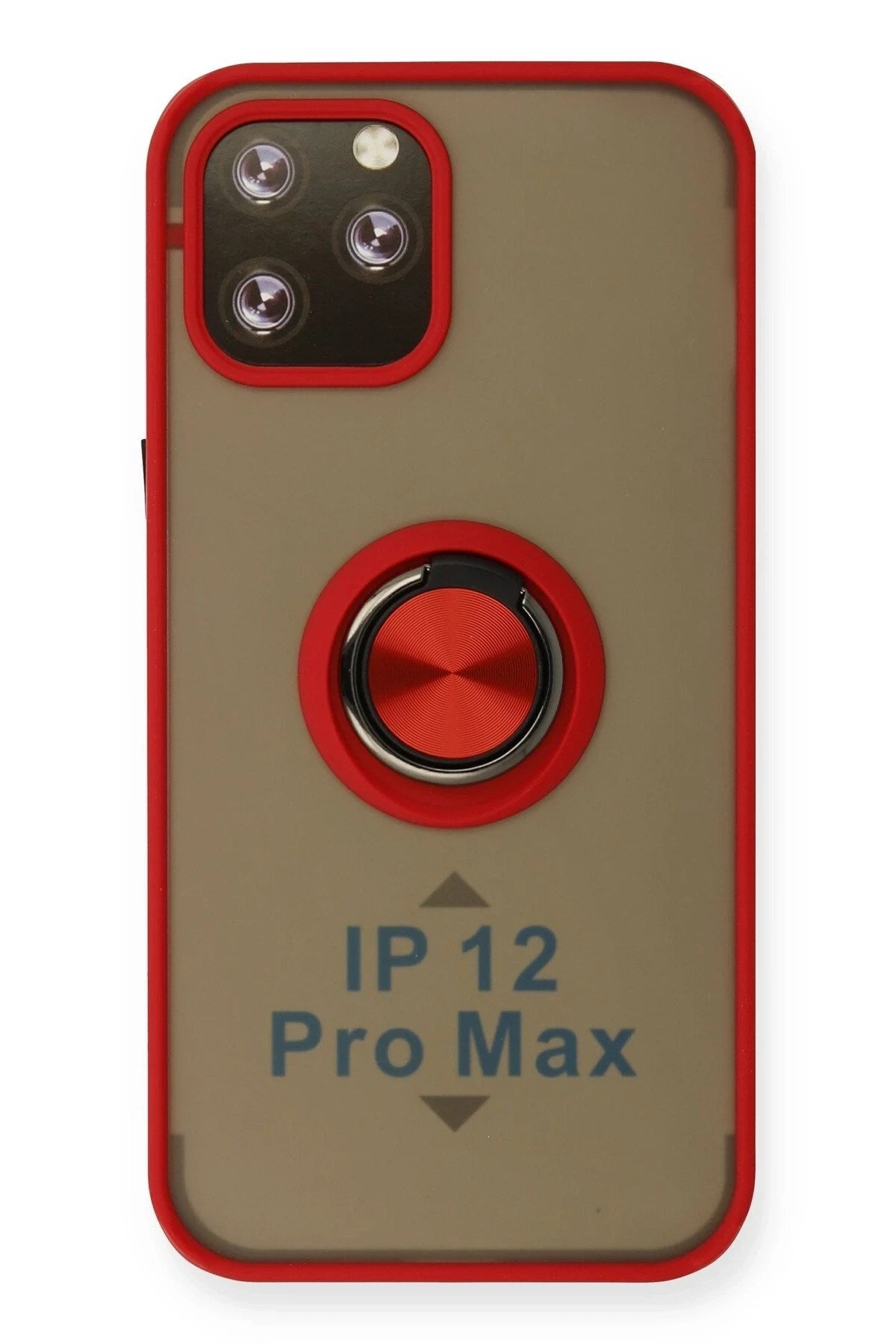 Mey İthalat® iPhone 12 Pro Kılıf Montreal Yüzüklü Silikon Kapak - Kırmızı