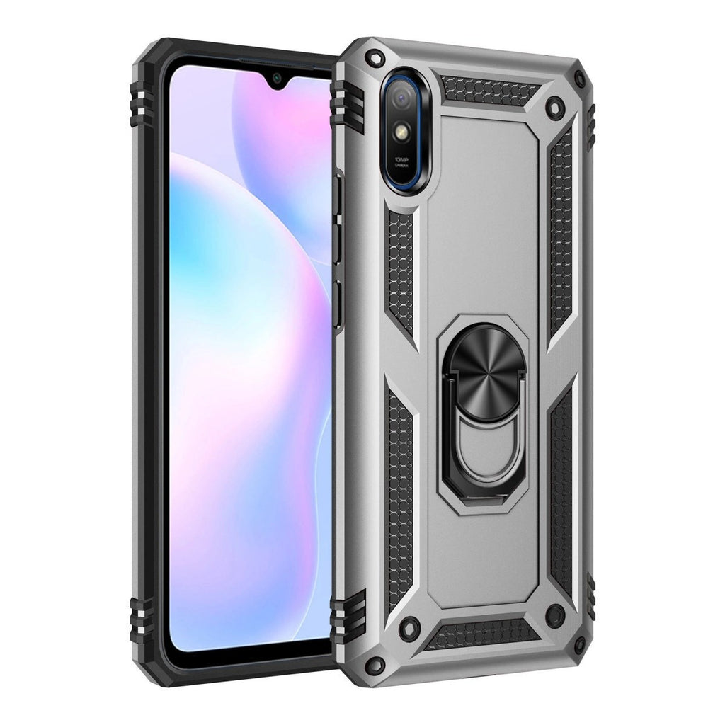 Mey İthalat® Redmi 9A Kılıf Sofya Yüzüklü Silikon Kapak - Gümüş