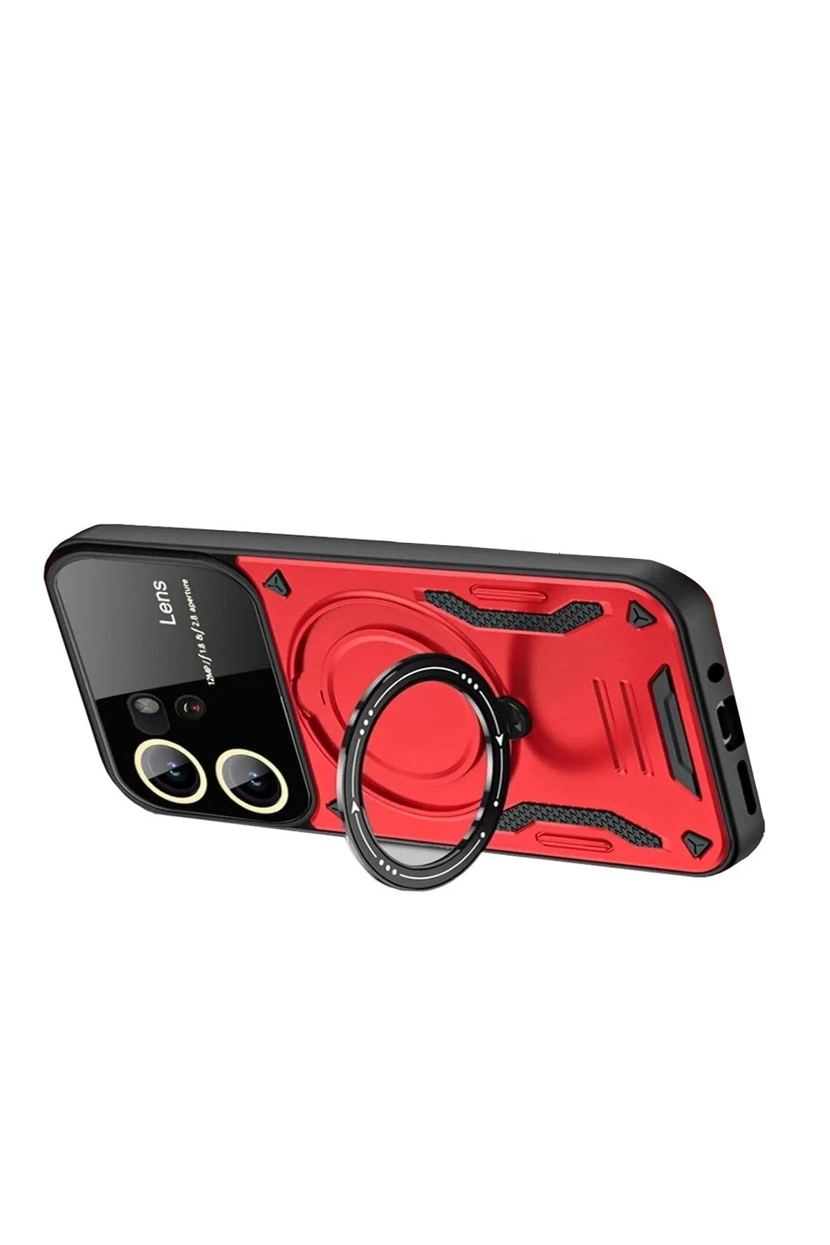 Mey İthalat® Vivo Y16 Kılıf Joy Lens Standlı Kapak - Kırmızı