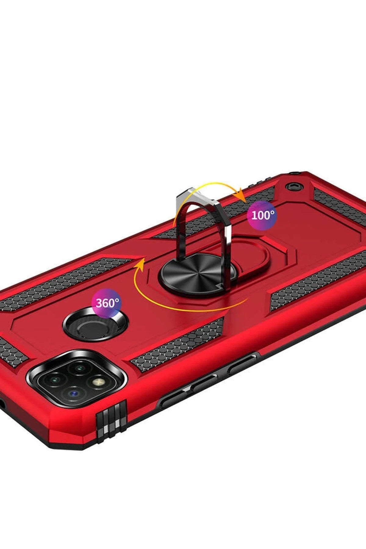 Mey İthalat® Redmi 9C Kılıf Sofya Yüzüklü Silikon Kapak - Gold