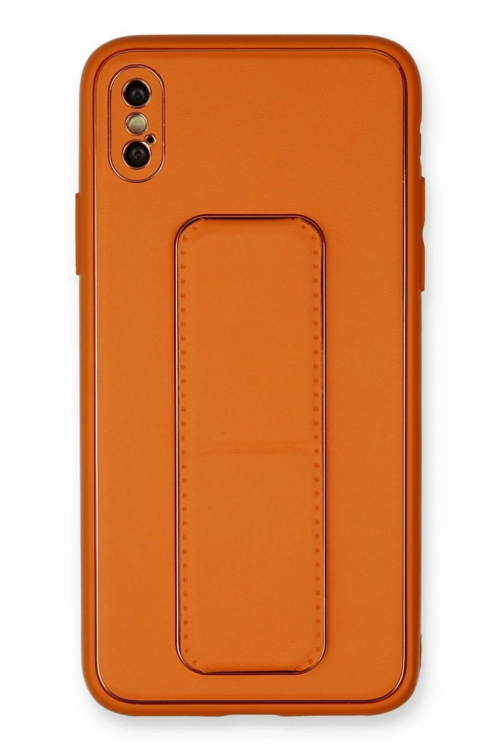 Mey İthalat® iPhone XS Max Kılıf Coco Deri Standlı Kapak - Turuncu