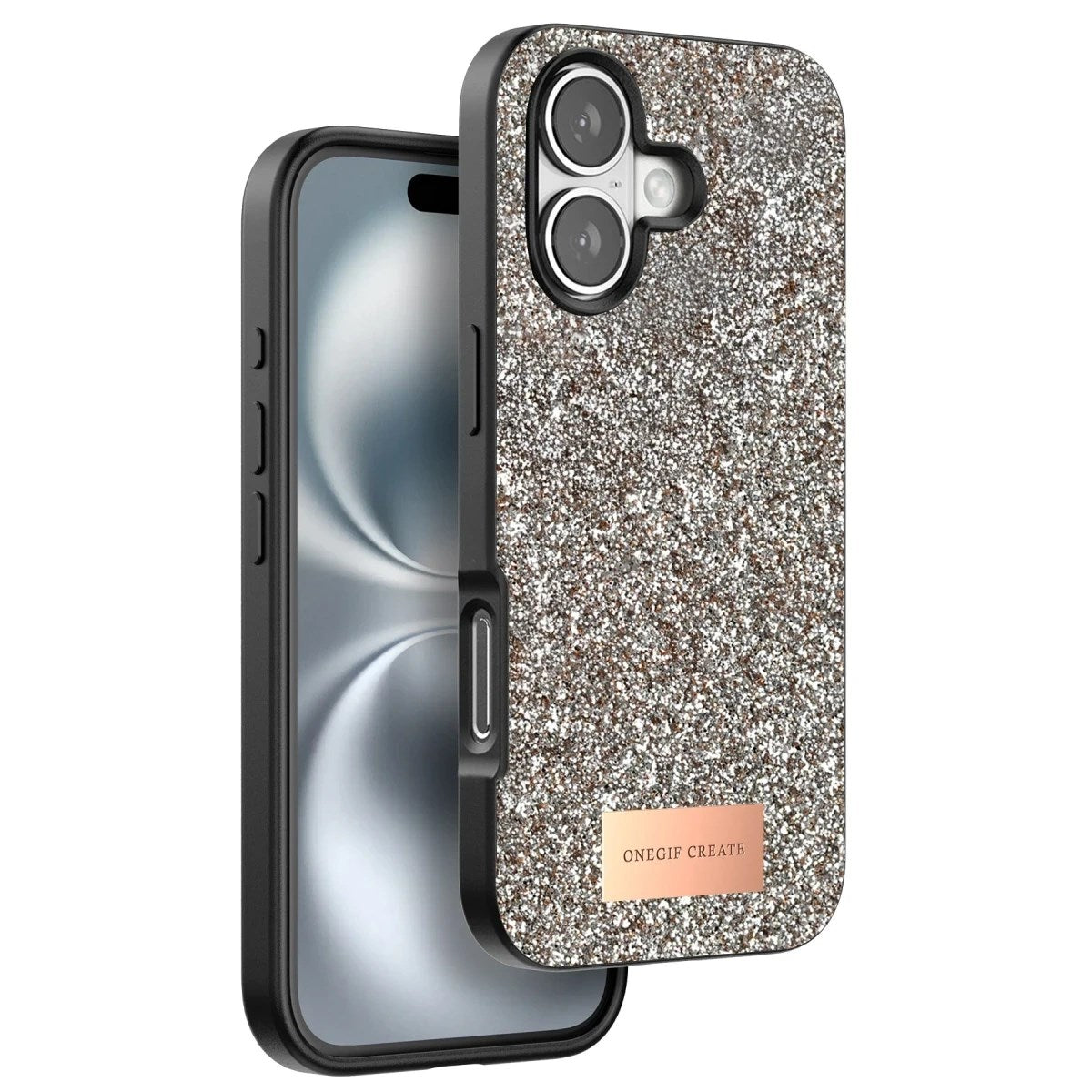 Mey İthalat® iPhone 16 Plus Bright Simli Kapak - Gold