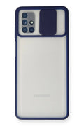 Mey İthalat® Samsung Galaxy M51 Kılıf Palm Buzlu Kamera Sürgülü Silikon - Lacivert