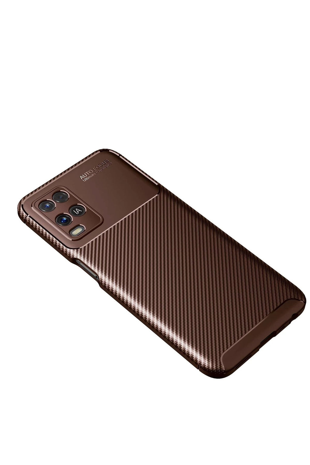 Mey İthalat® A54 4G Kılıf Auto Focus Karbon Kapak - Kahverengi